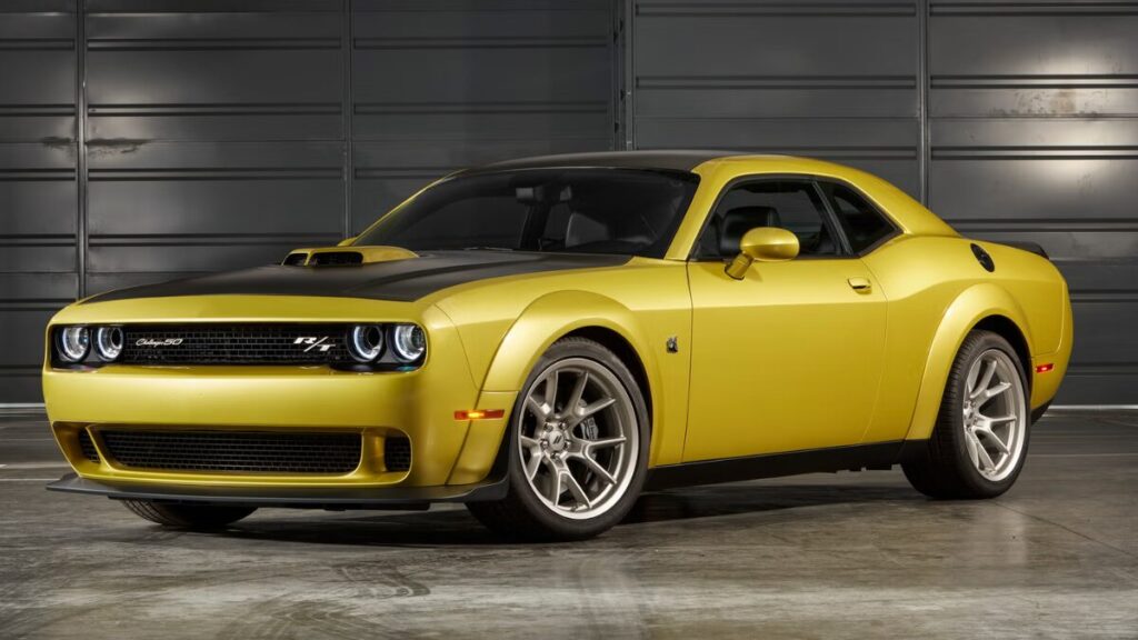 Front view of two 2020 Dodge Challenger SRT Hellcat models parked side by side