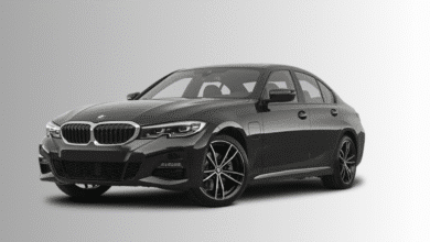 2022 BMW 3 Series front three-quarter view showing LED headlights and grille design
