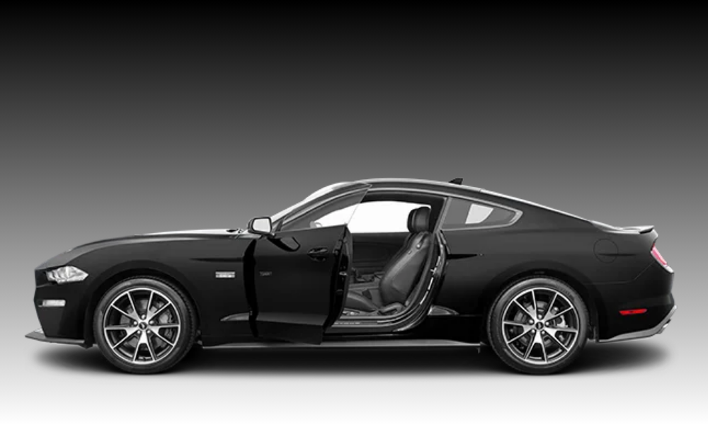 2023 Ford Mustang side profile fastback silhouette with sporty proportions