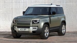 2020 Land Rover Defender front view, boxy design and iconic square headlights. 2020 Land Rover Defender front view, boxy design and iconic square headlights.
