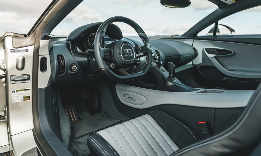 2022 Bugatti Chiron Super Sport interior showing luxury materials and center controls