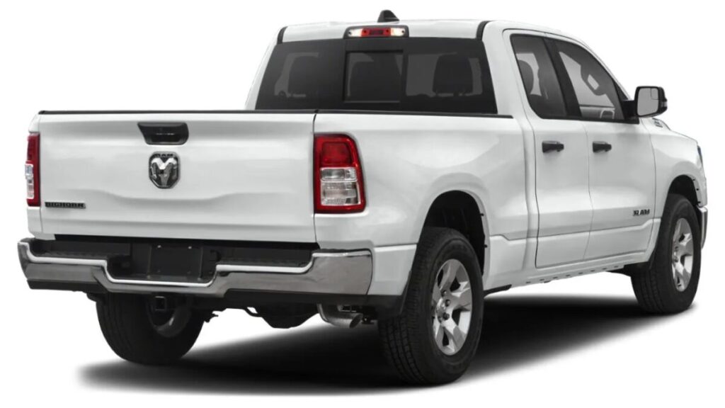 2023 RAM 1500 rear view showing LED taillights and truck bed design