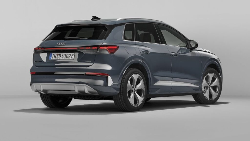 2023 Audi Q4 Sportback e-tron rear view with full-width LED light bar
