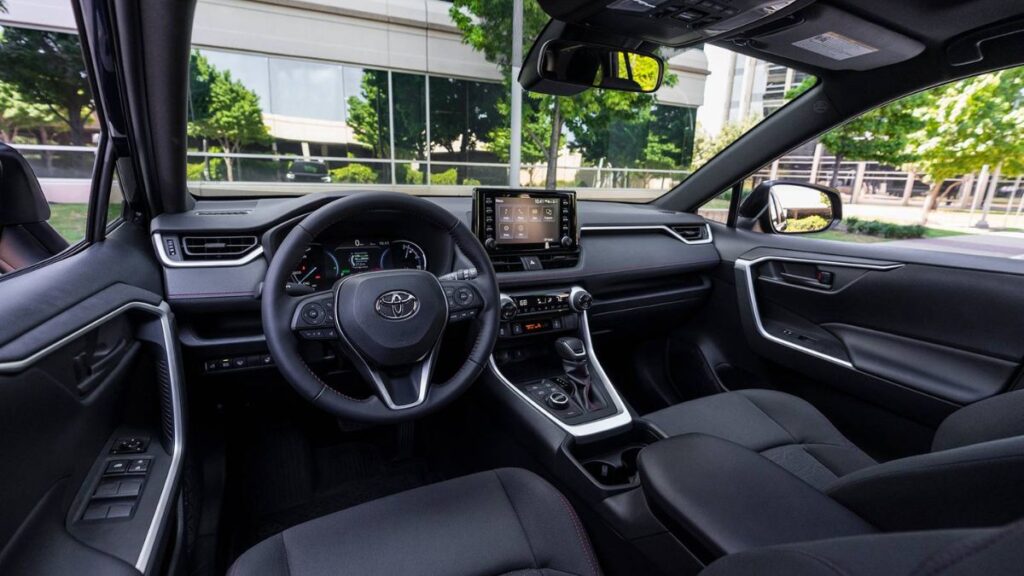 Toyota RAV4 Prime interior cabin with touchscreen display and premium seating