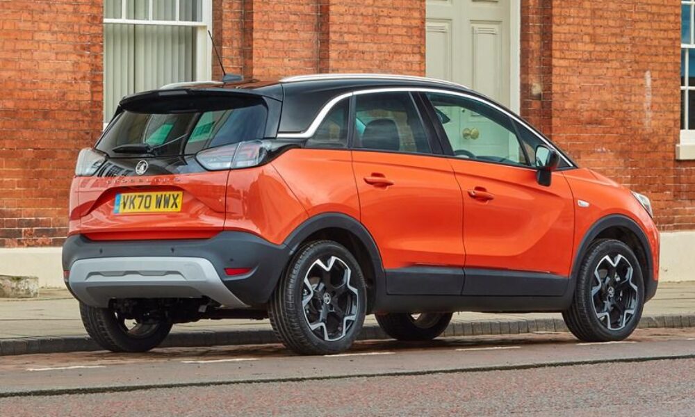 2023 Vauxhall Crossland rear view featuring LED taillights and practical SUV design