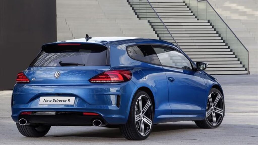 Volkswagen Scirocco rear view, distinctive taillights and twin exhaust outlets