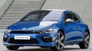 Volkswagen Scirocco front view, sleek coupe design and aggressive front fascia