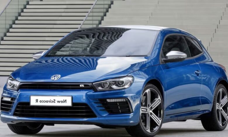 Volkswagen Scirocco front view, sleek coupe design and aggressive front fascia