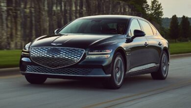 2023 Genesis Electrified G80 front three-quarter view