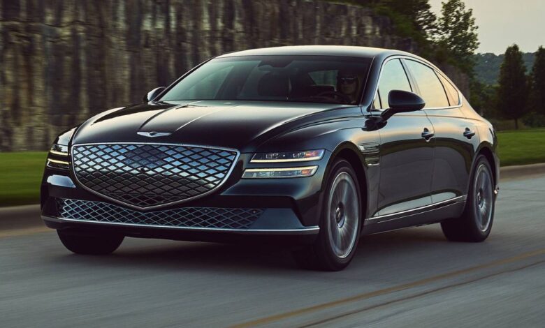 2023 Genesis Electrified G80 front three-quarter view