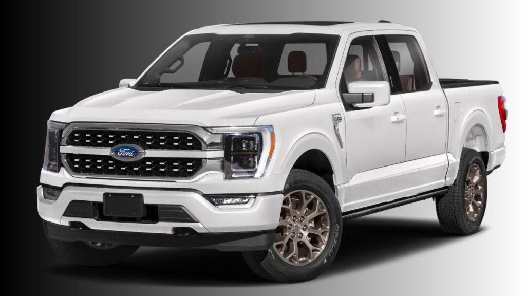2023 Ford F-150 pickup truck hauling cargo in its bed at a job site