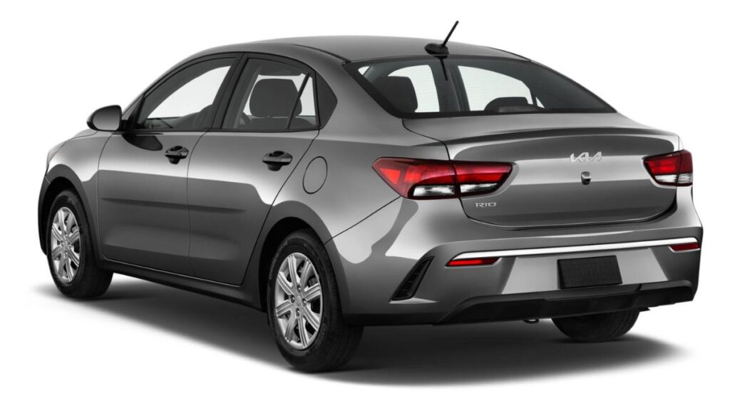 2023 Kia Rio rear view showing taillights and trunk