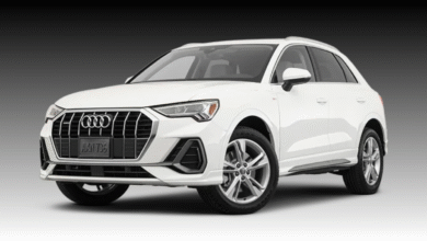 2023 Audi Q3 front view with signature Singleframe grille and LED headlights