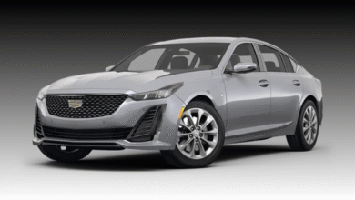 2023 Cadillac CT5 front three-quarter view in silver