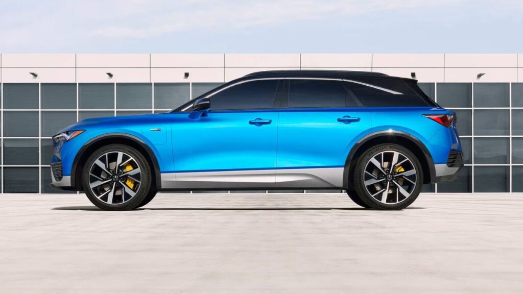 2024 Acura ZDX side profile showcasing aerodynamic luxury SUV design