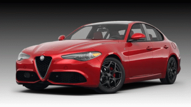 2023 Alfa Romeo Giulia Quadrifoglio parked on a scenic road showcasing its Italian sports sedan styling