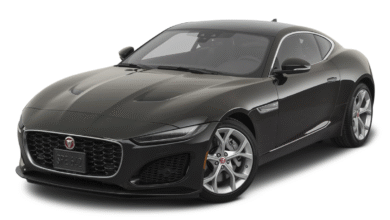 2023 Jaguar F-Type coupe front view with supercharged V8 performance and sleek British sports car design