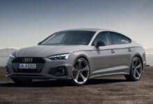 2023 Audi A5 front exterior view with updated LED headlights and sporty design