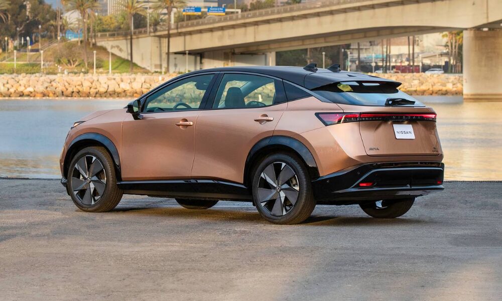 2023 Nissan Ariya EV rear view with full-width LED light bar