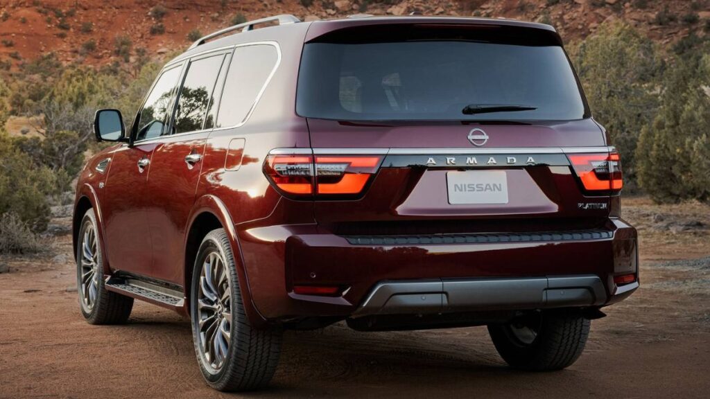 2023 Nissan Armada rear view highlighting cargo area access and LED taillights