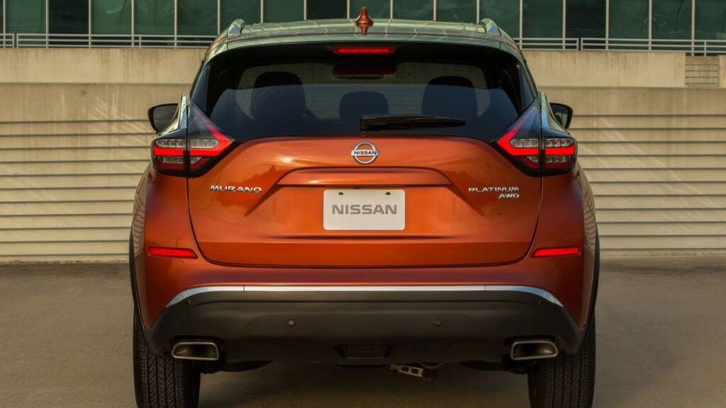 2023 Nissan Murano rear view featuring LED taillights and sleek crossover styling