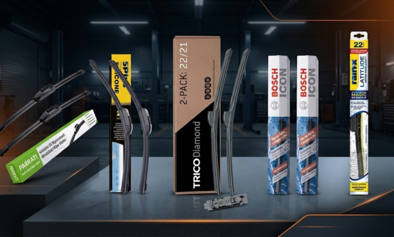 Five windshield wiper blades for different vehicles