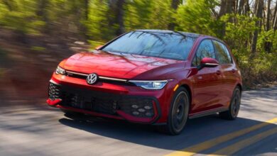2025 Volkswagen Golf GTI front view with LED headlights