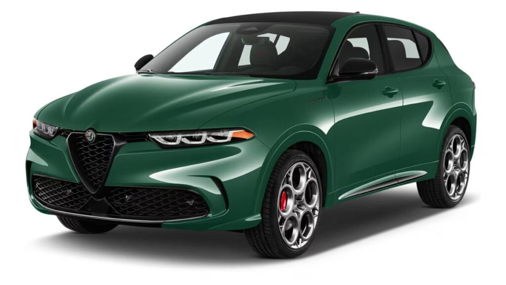 2025 Alfa Romeo Tonale front view showcasing grille and LED headlights