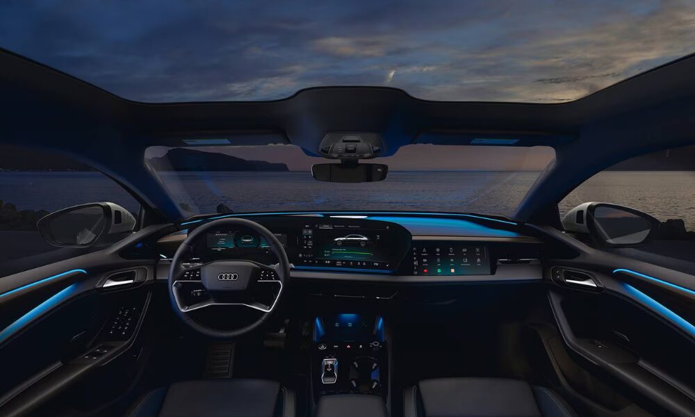 2025 Audi A6 Sportback e-tron interior featuring digital displays and a premium minimalist layout.