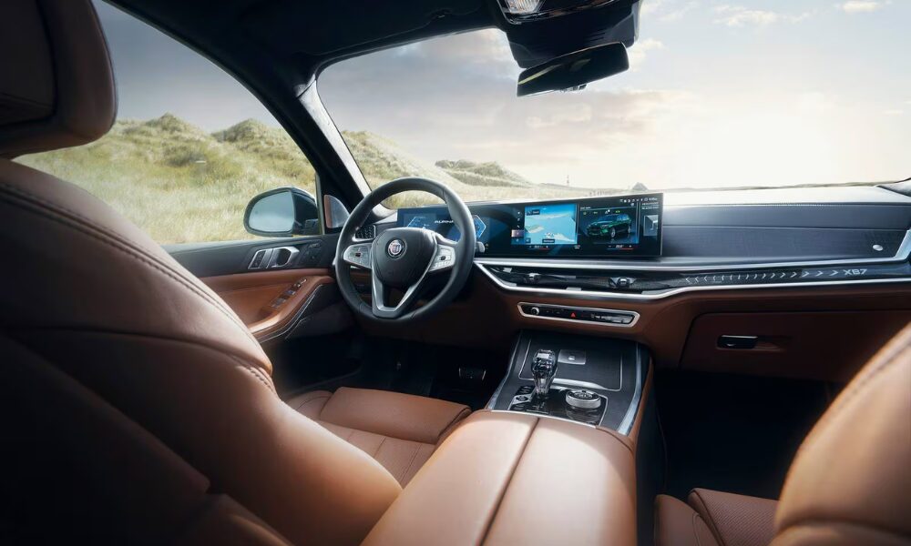 2025 BMW Alpina XB7 interior with premium leather, crystal controls, and digital displays