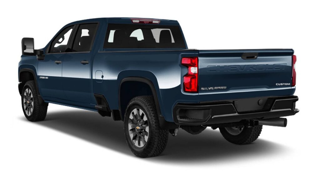2025 Chevrolet Silverado 2500HD Crew Cab rear view with tailgate and LED taillights
