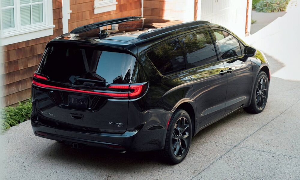 2025 Chrysler Pacifica rear view with taillights and cargo hatch