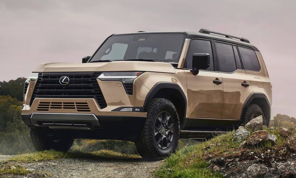 2025 Lexus GX SUV front view with rugged luxury design and off-road capability