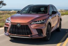 2025 Lexus RX front view luxury SUV grille and LED headlights