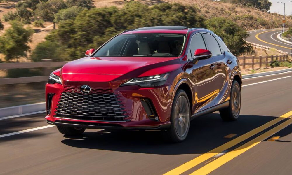 2025 Lexus RX front exterior view showcasing its luxury styling and hybrid performance