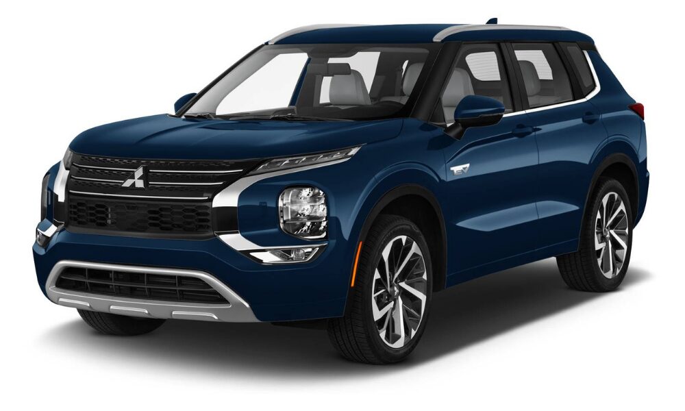 2025 Mitsubishi Outlander PHEV front view showcasing modern grille and LED headlights