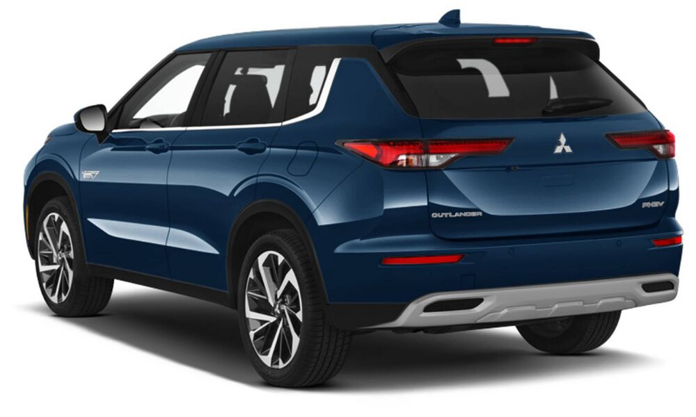 2025 Mitsubishi Outlander PHEV rear view with LED taillights and modern SUV styling