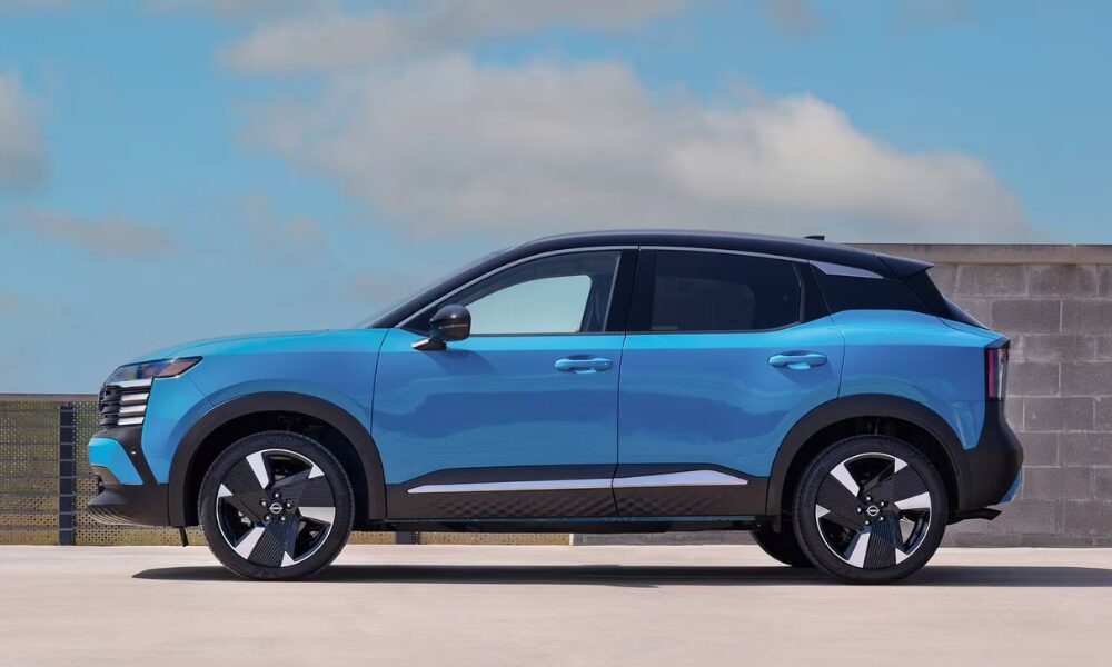 side profile highlighting compact SUV stance and sporty wheel design