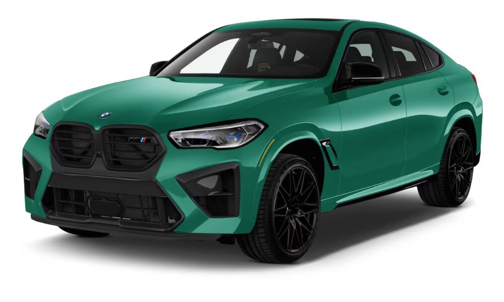 2026 BMW X6 M front exterior view with signature kidney grille and aggressive performance styling.