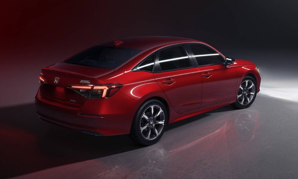 Rear view of the 2026 Honda Civic Sedan with LED taillights and clean bumper design.