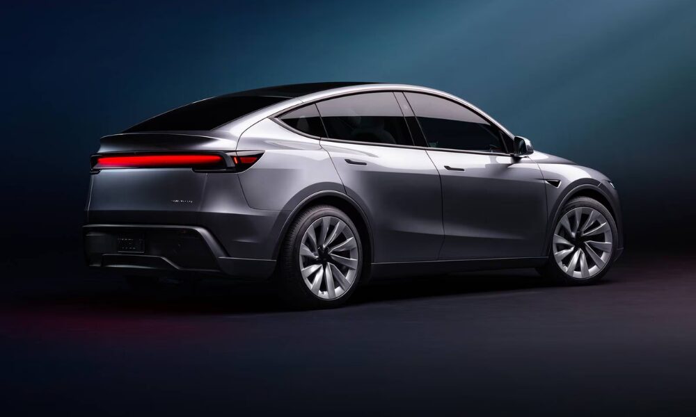 2026 Tesla Model Y rear view showcasing updated taillight design