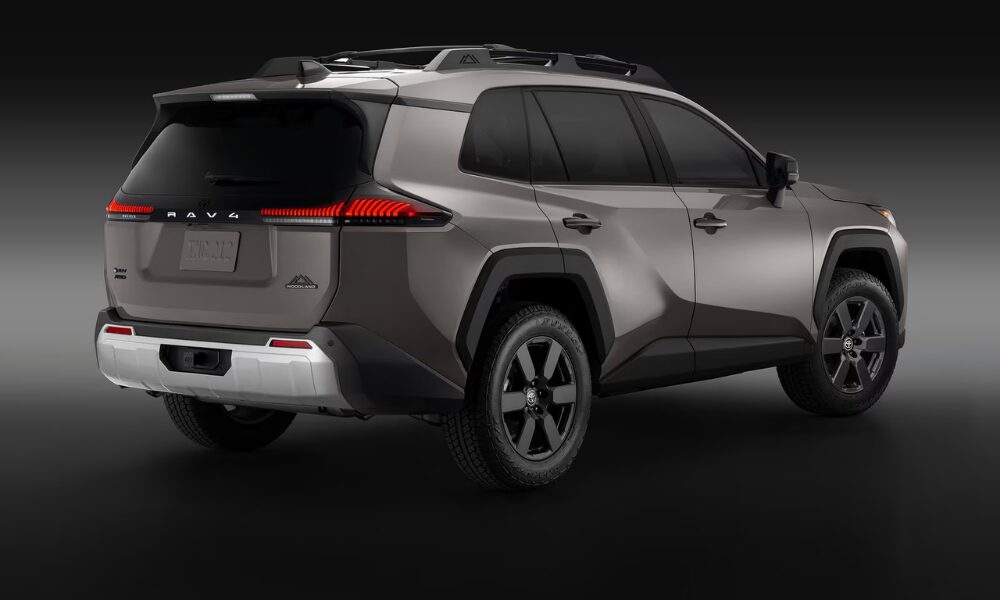 2026 Toyota RAV4 rear view with LED taillights and updated tailgate design.