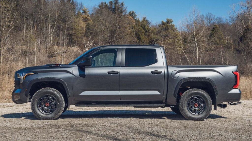 2026 Toyota Tundra side profile, bold contours and athletic stance.