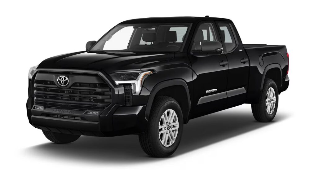 2026 Toyota Tundra Double Cab front exterior with LED headlights and bold chrome grille.