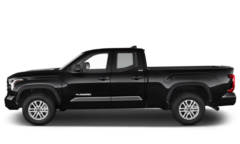 2026 Toyota Tundra Double Cab side exterior with sculpted lines and alloy wheels.