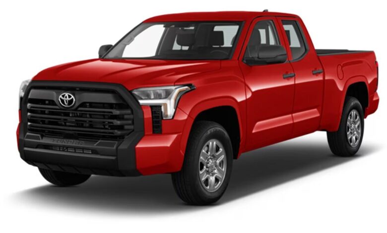 2026 Toyota Tundra Double Cab front exterior with LED headlights and bold chrome grille.