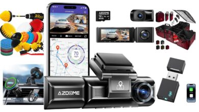 Top 7 car accessories including dash cam, wireless CarPlay adapter, MagSafe charger, trunk organizer, dog seat extender, seat covers, and car cleaning kit.