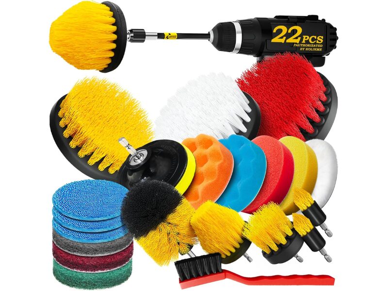Holikme 22-Piece Drill Brush & Car Polishing Cleaning Kit