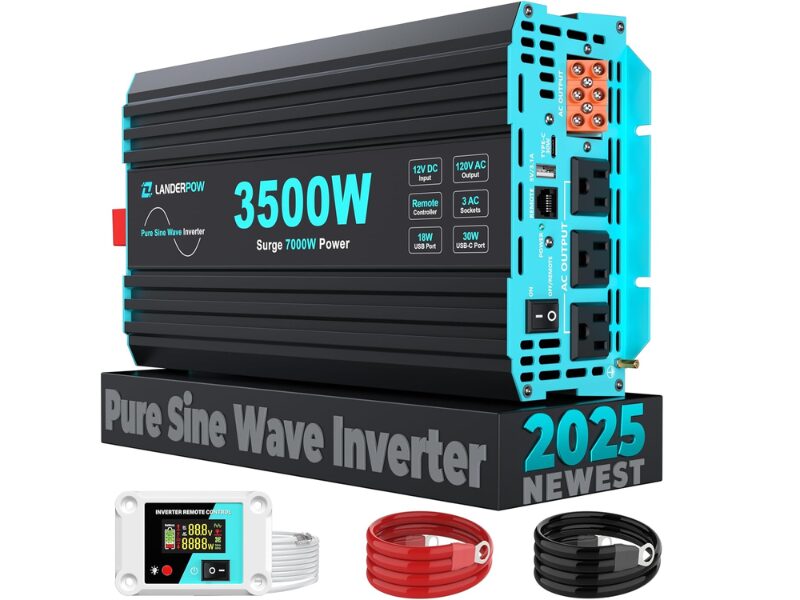 LANDERPOW 3500W pure sine wave inverter installed in an RV or off-grid setup