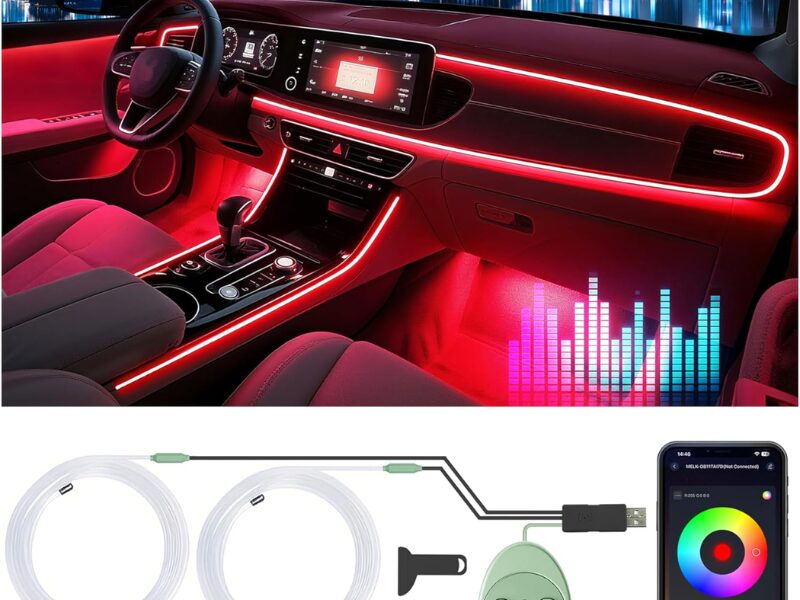Latamil RGB car LED strip interior ambient lighting kit with fiber optic design